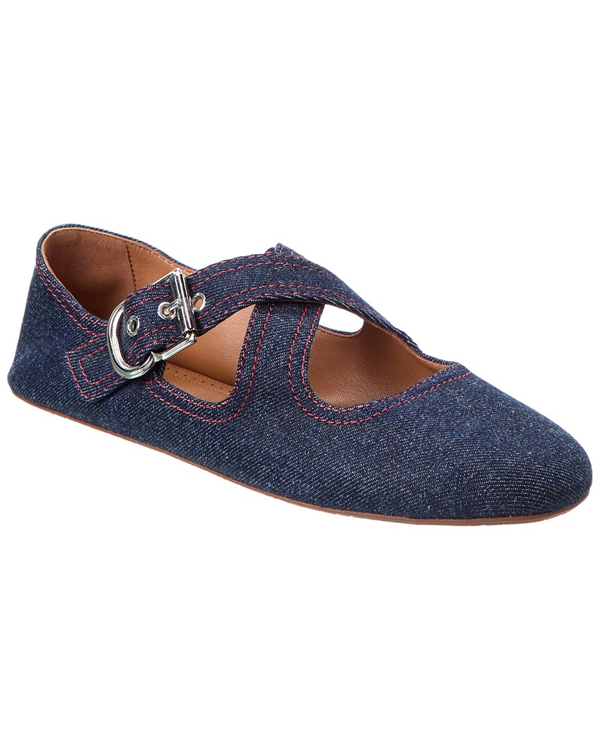 Alaïa Alaia Criss Cross Denim Ballet Flat In Blue