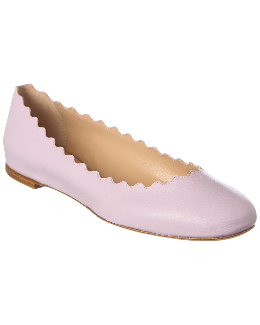 Chloé Chloe Lauren Scalloped Leather Ballerina Flat In Purple