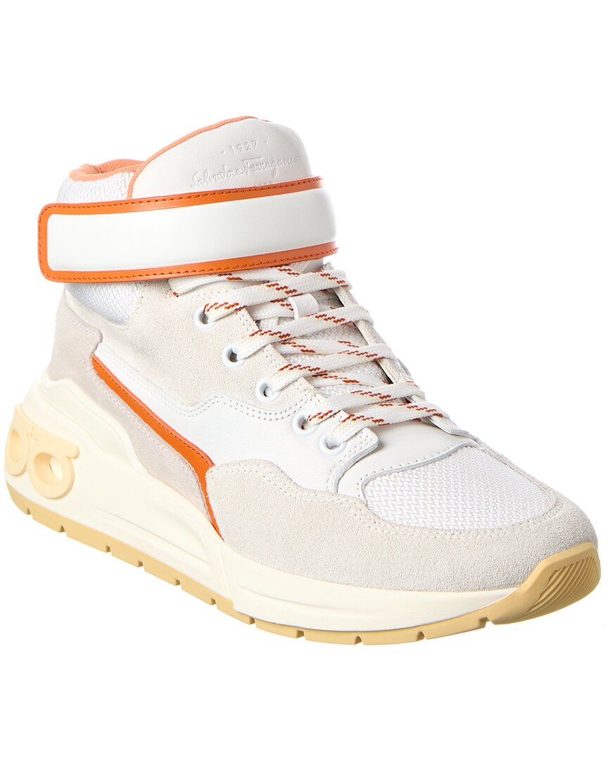 Ferragamo Leather High-top Sneaker In Multi