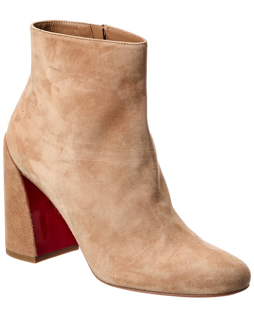 Christian Louboutin Turela 85 Suede Bootie In Neutral