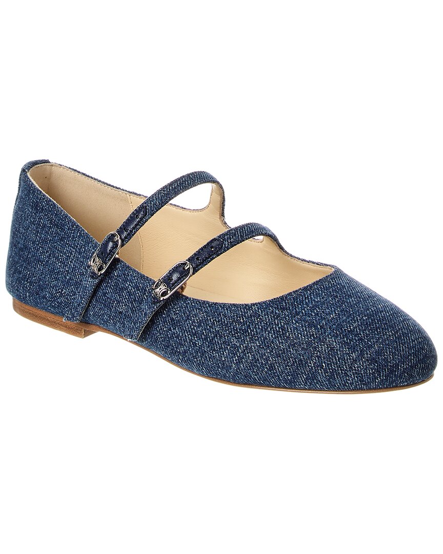 Celine Les Ballerinas Denim Flat In Blue