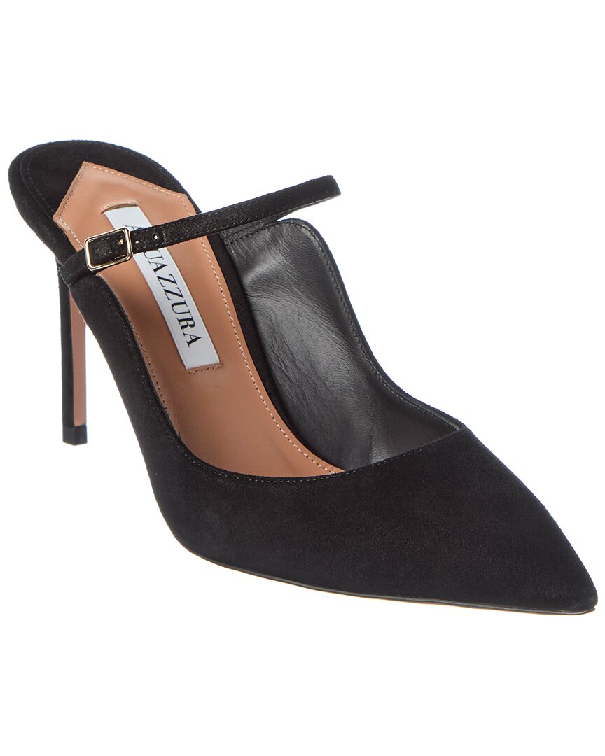 Aquazzura Bow 85 Suede Pump In Black