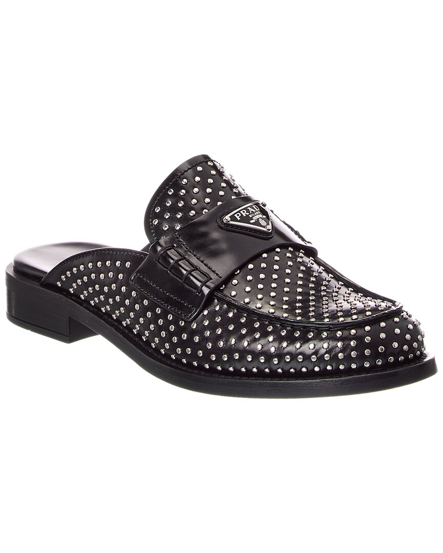 Prada Leather Mule In Black