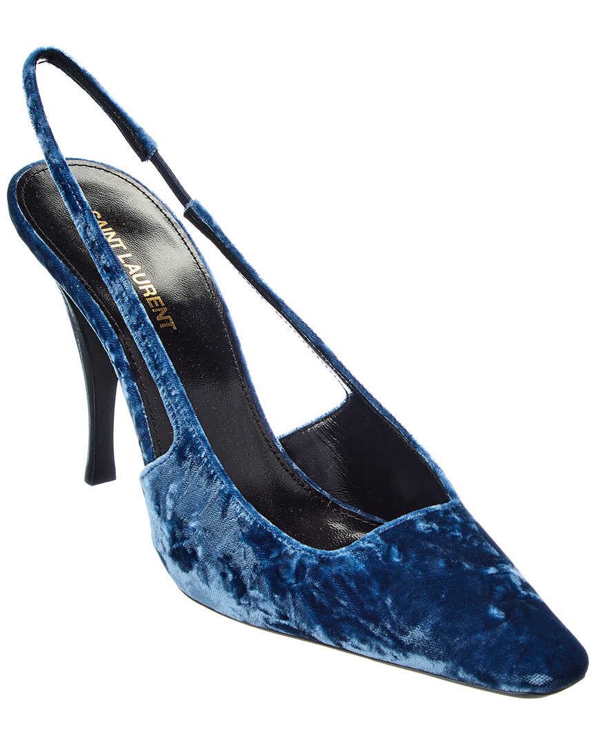 SAINT LAURENT TOM 90 VELVET SLINGBACK PUMP