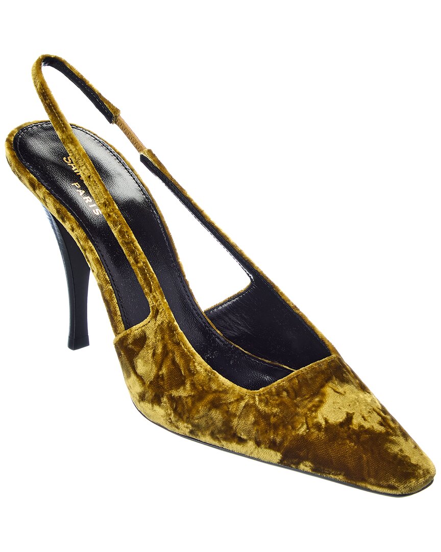 SAINT LAURENT TOM 90 VELVET SLINGBACK PUMP