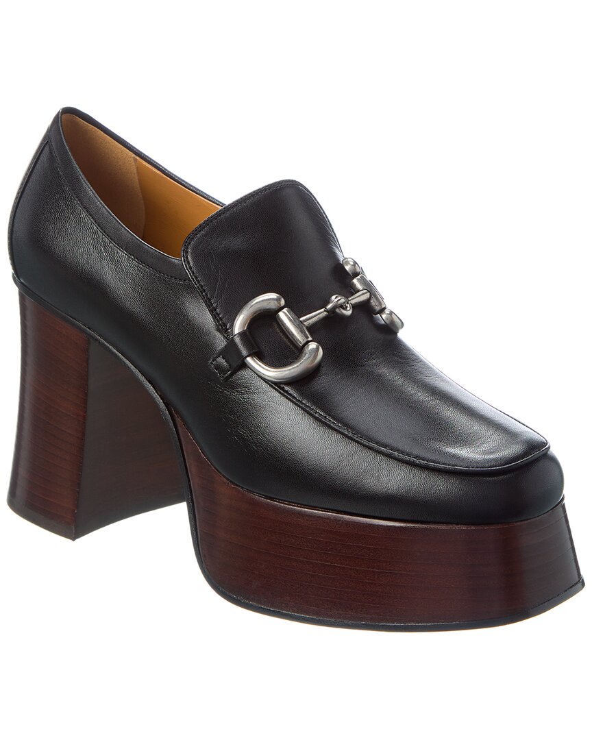 Gucci Platform Loafers With Horsebit In Black