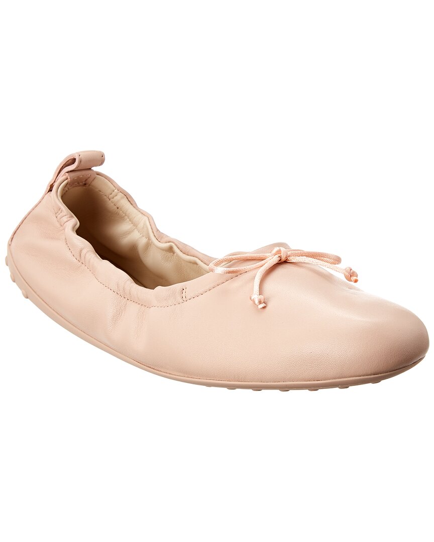 Shop Tod's Gommino Leather Ballerina Flat