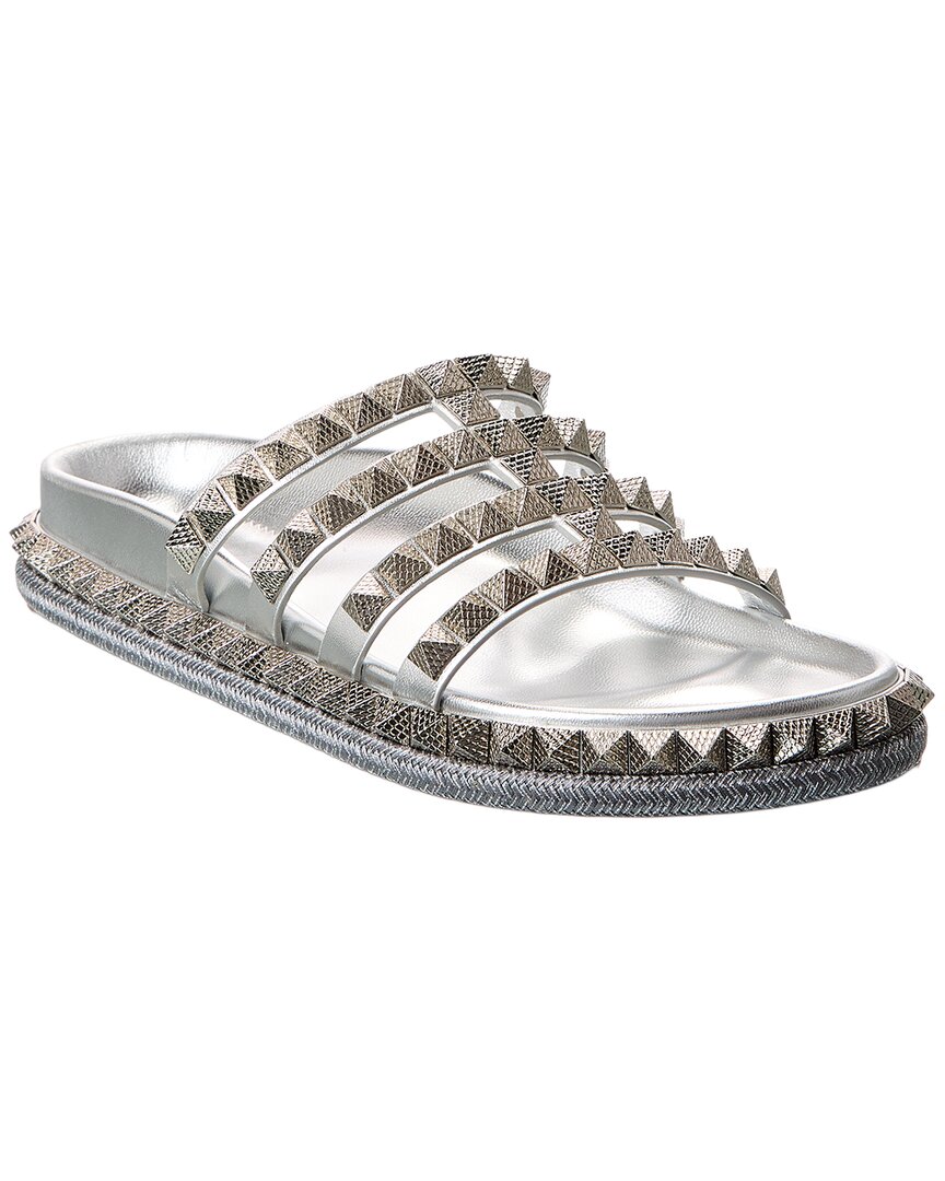 Christian Louboutin Pyra Hallulila Leather Sandal In Silver