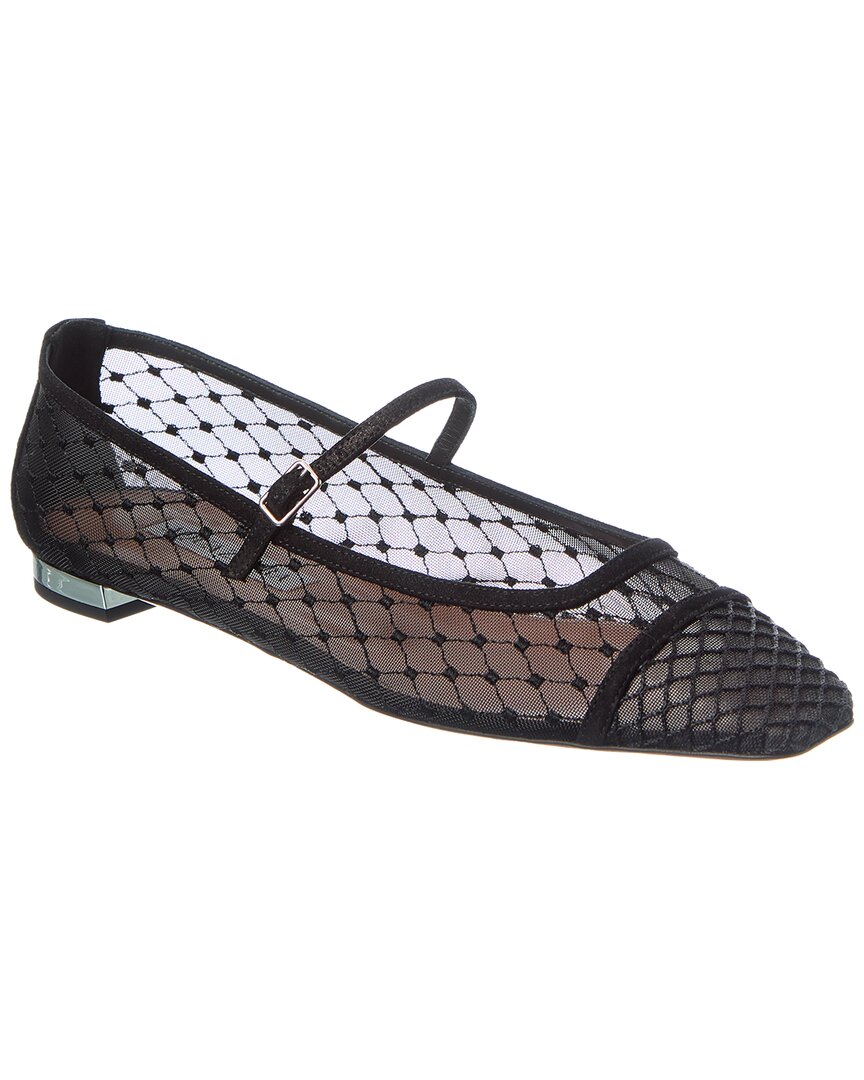 Aquazzura Juliette Mesh & Suede Ballerina Flat In Black