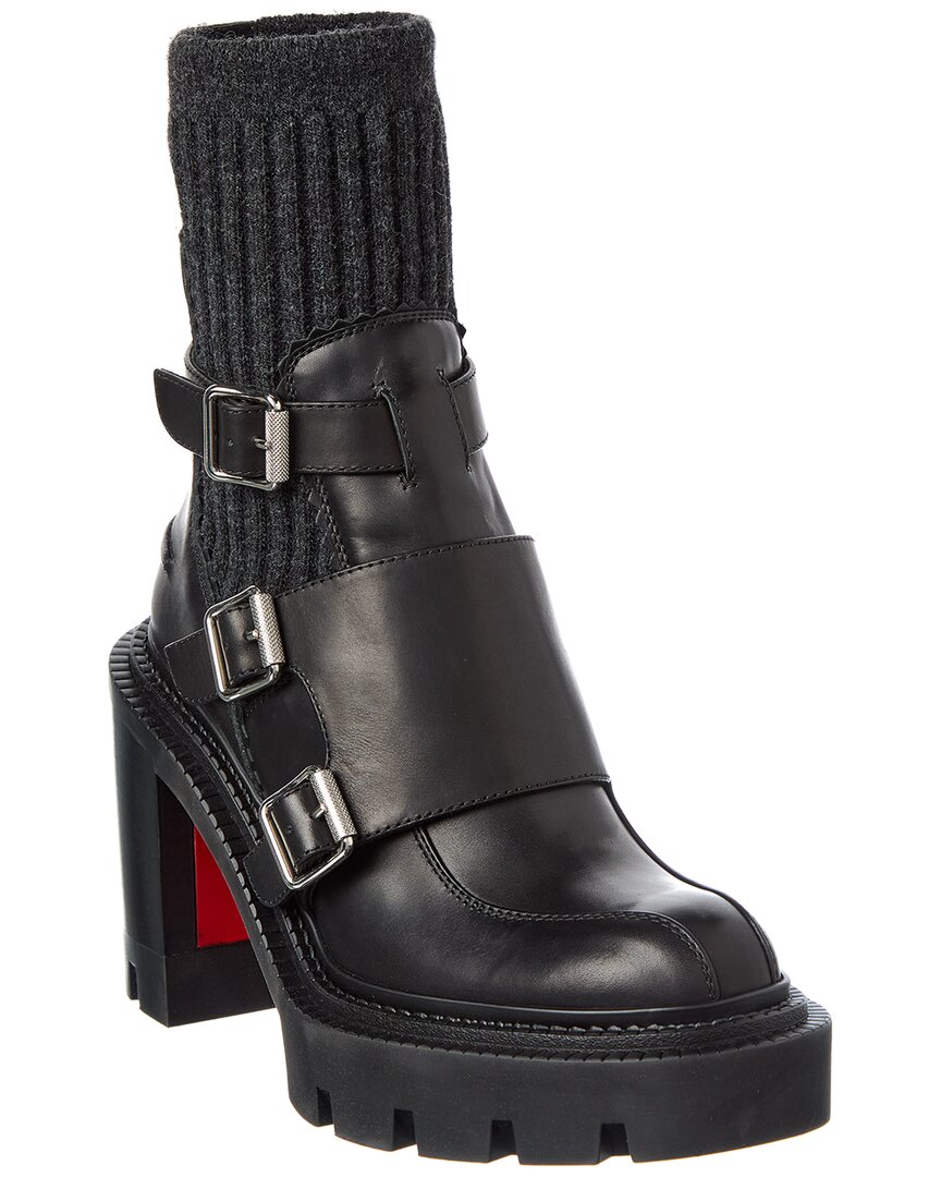 Christian Louboutin Cortinetta College 100 Leather Boot In Black