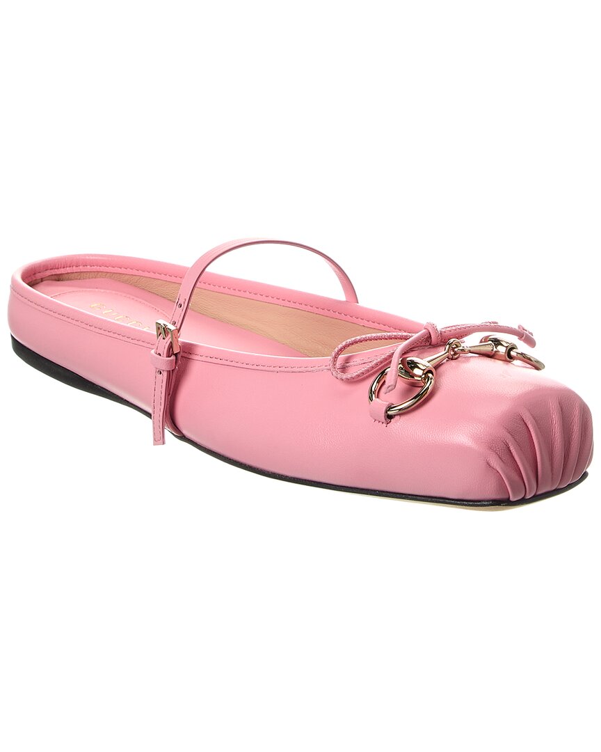Gucci Horsebit Leather Mule In Pink
