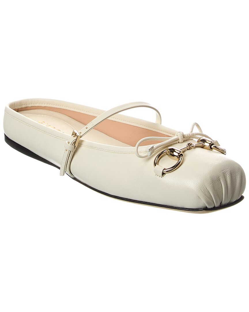 Gucci Horsebit Leather Mule In White
