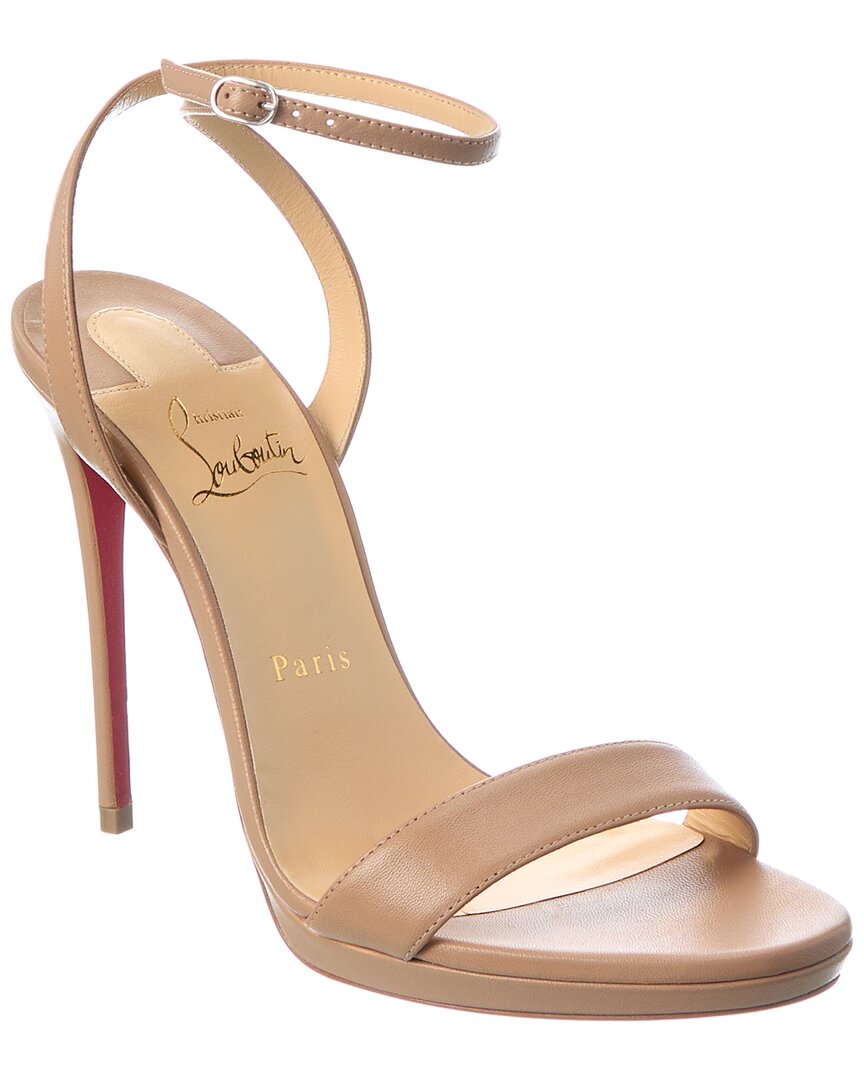 Christian Louboutin Loubi Queen Red Sole Ankle-wrap Sandals In Beige