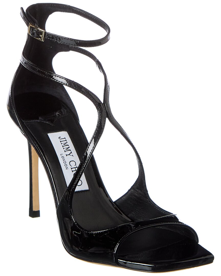 Jimmy Choo Womens Black Azia 110 Strappy Patent Leather Sandals In Black