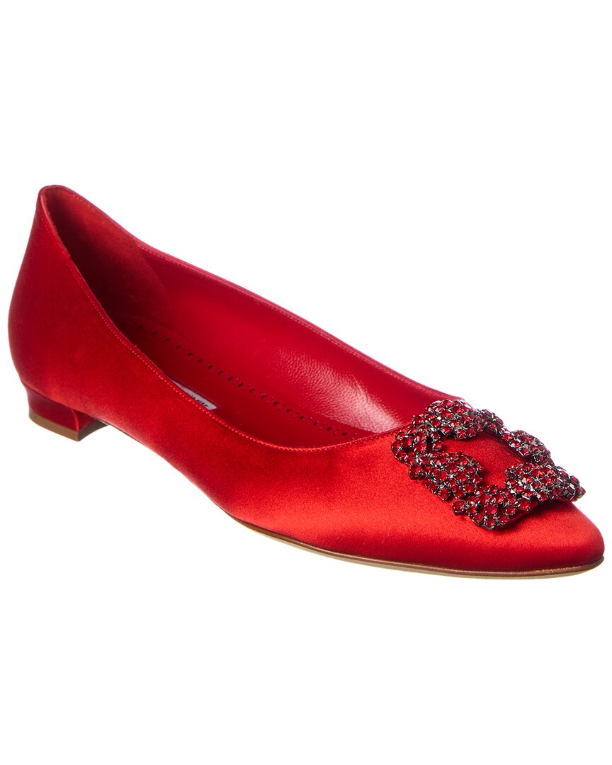 Manolo Blahnik Red Hangisi Ballerina Flats In Red