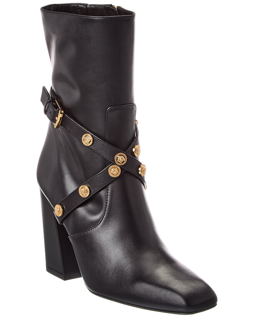 Versace Medusa Leather Boot In Black