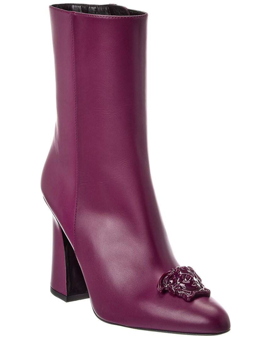 Versace Medusa Leather Boot In Purple