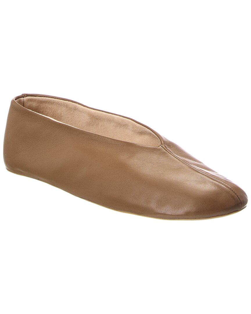 The Row Stella Leather Flat In Brown