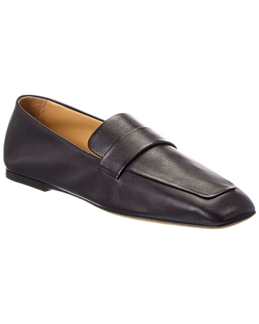 The Row Square Leather Loafer In Blue