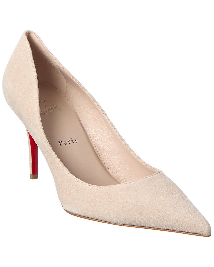 Christian Louboutin Miss Z 80 Suede Pump In White