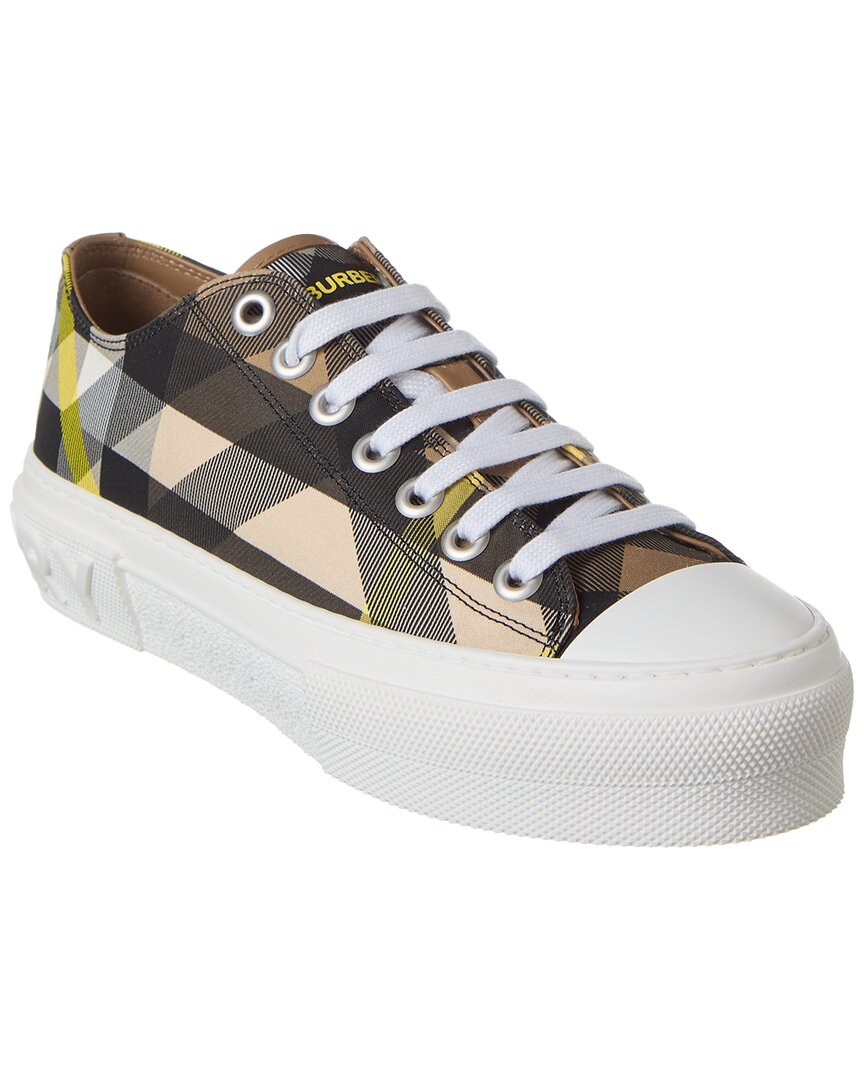Shop Burberry Exaggerated Check Canvas Platform Sneaker In Brown