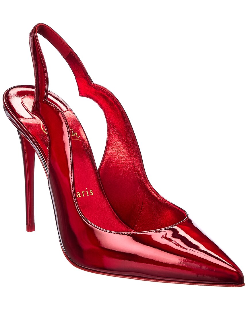 Christian Louboutin Hot Chick Sling Patent Leather Slingback Pumps 100 In Red