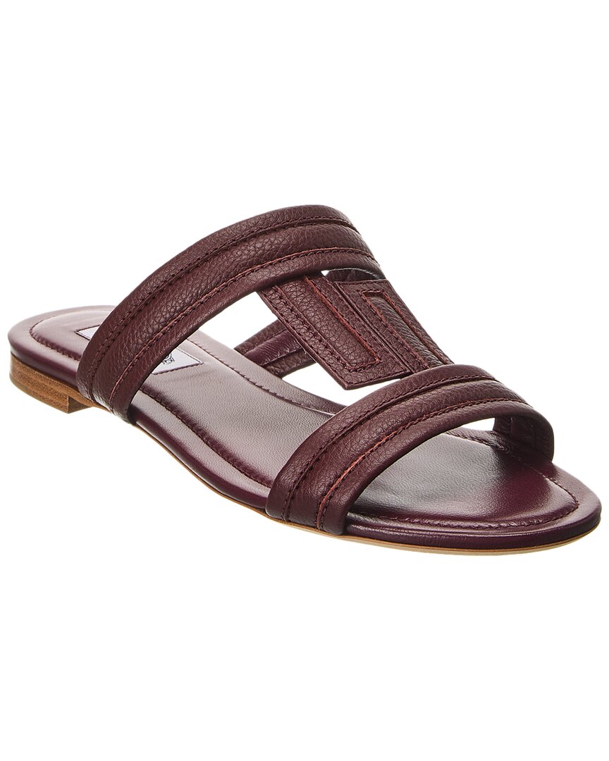 Shop Tod's Double T Strap Leather Sandal In Red