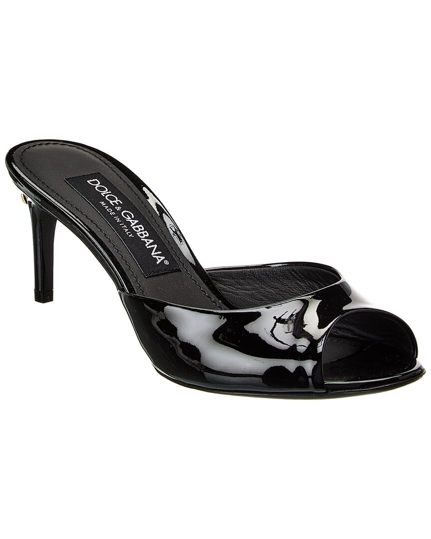 Dolce & Gabbana Logo Patent Sandal In Black