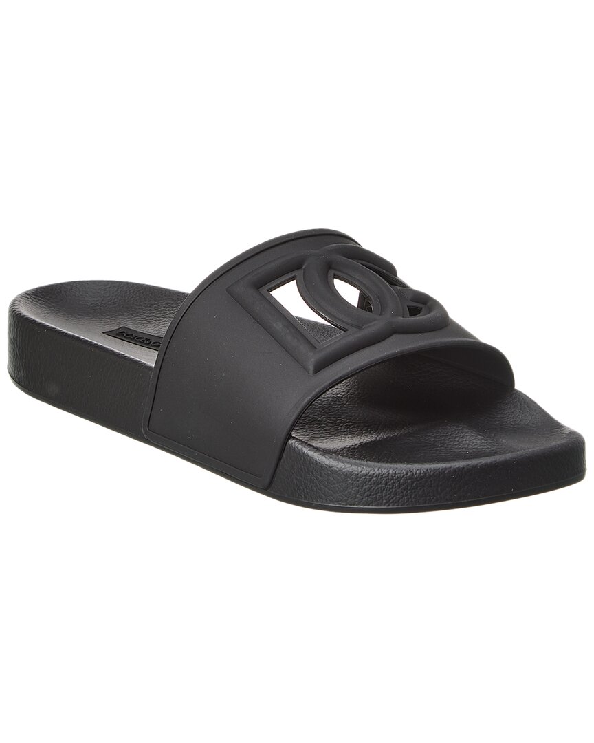Dolce & Gabbana Dg Cut-out Logo-lettering Slides In Black