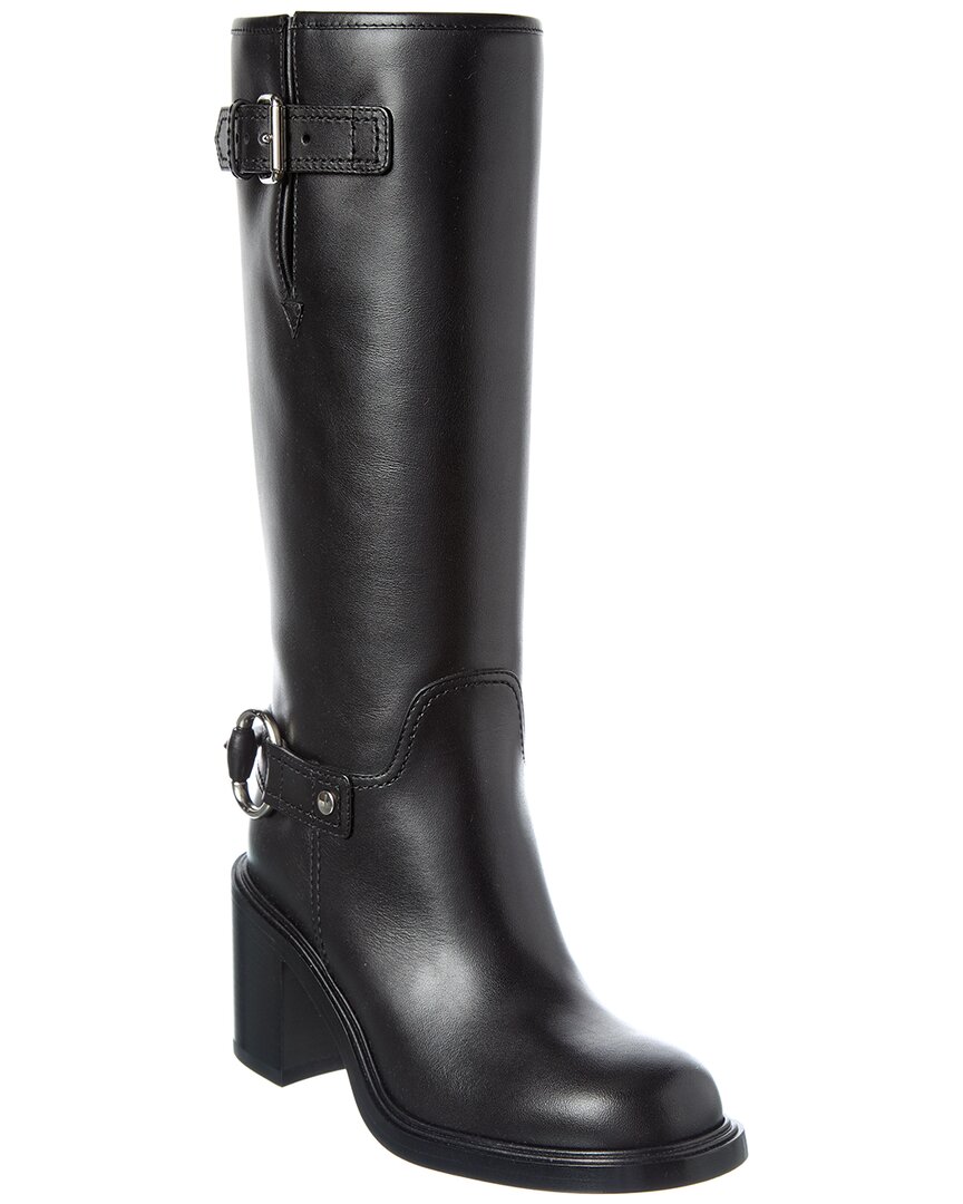 Gucci Mid-heel Leather Boot In Black
