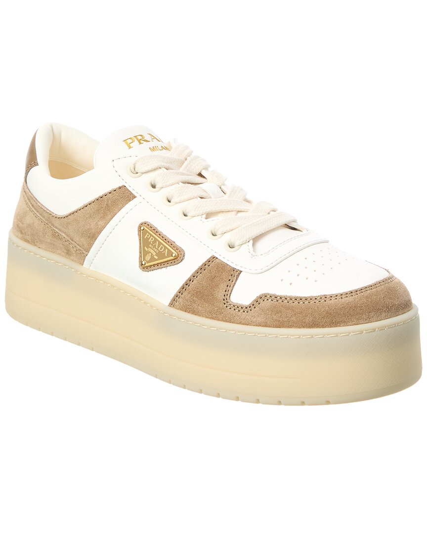 Prada Downtown Suede & Leather Platform Sneaker In Multi