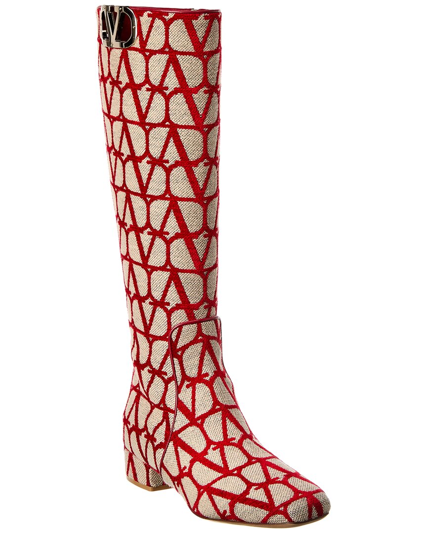 Vlogo Type Boot In Toile Iconographe 30mm for Woman in Beige/red