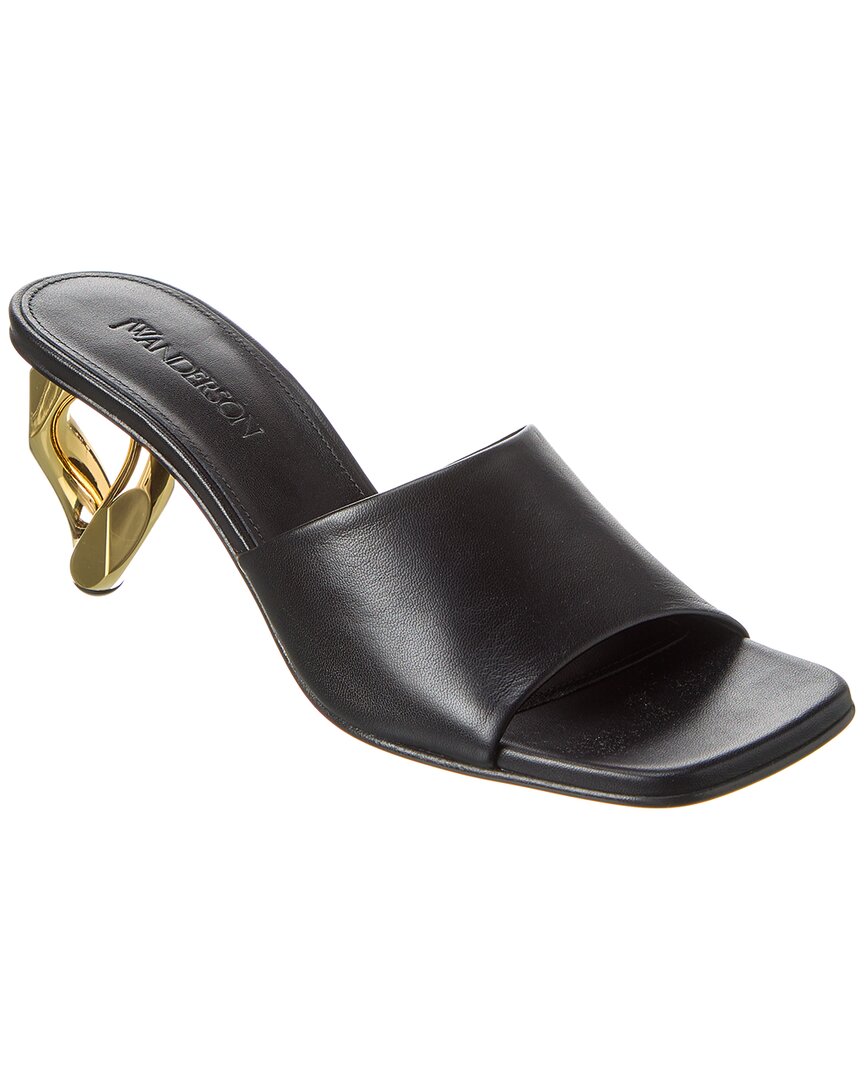 Shop Jw Anderson Chain Leather Sandal In Black
