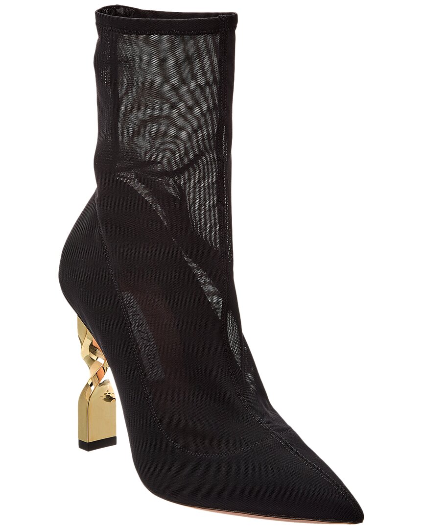 Aquazzura Twist 105 Mesh Bootie In Black