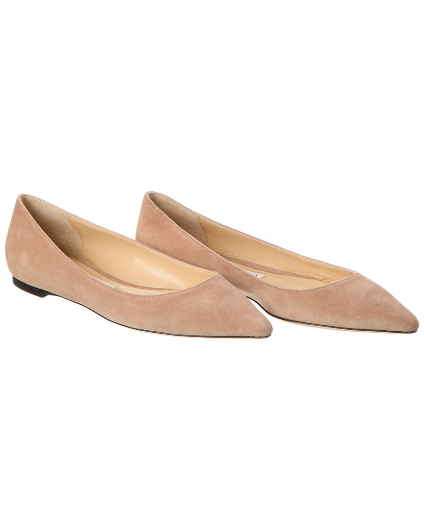 Shop Jimmy Choo Romy Suede Flat (authentic Pre-loved) In Pink