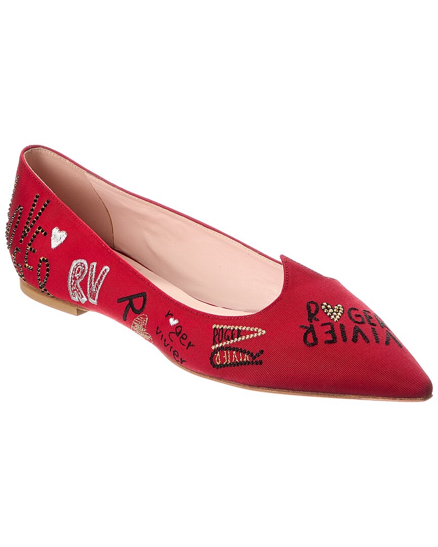 Roger Vivier I Love Grosgrain Flat In Red