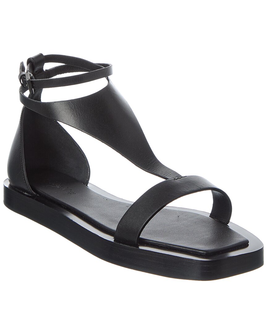 Max Mara Flat Open Square Toe Sandals For Women In Black