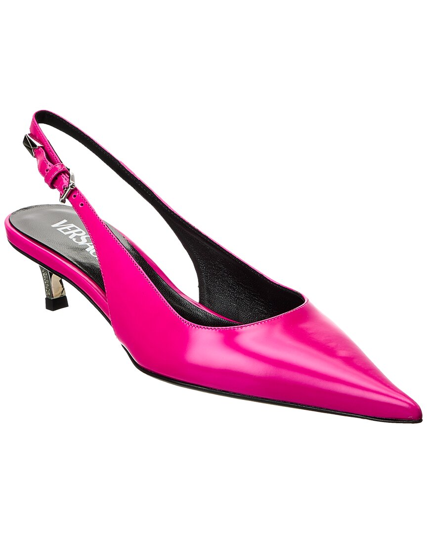 Versace Pin-point Leather Pump In Pink
