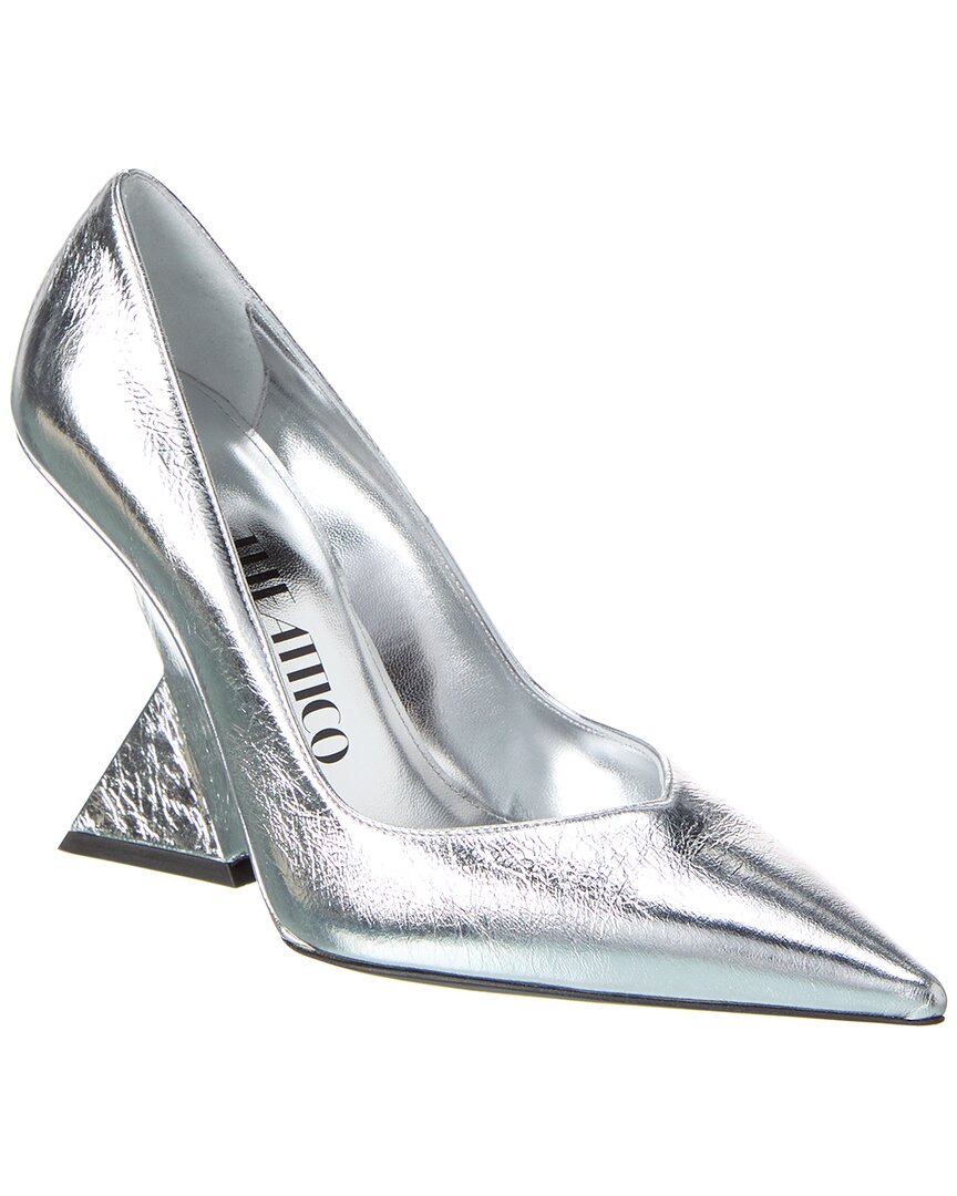 Shop Attico The  Cheope Leather Pump In Silver