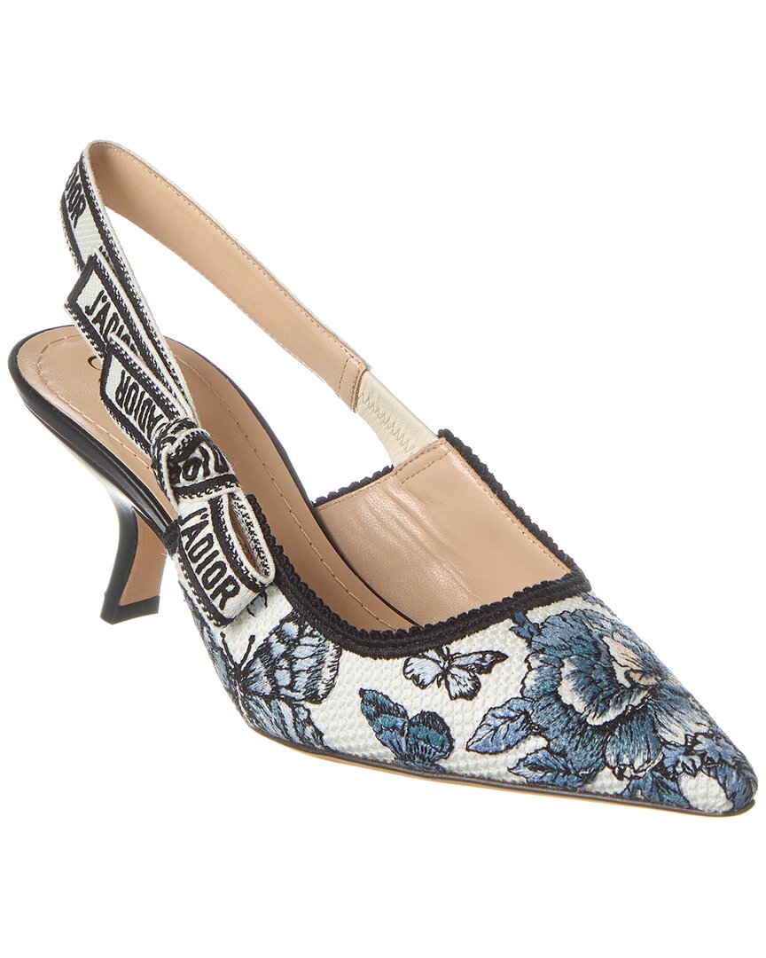 Dior J'a Embroidered Slingback Pump In Blue