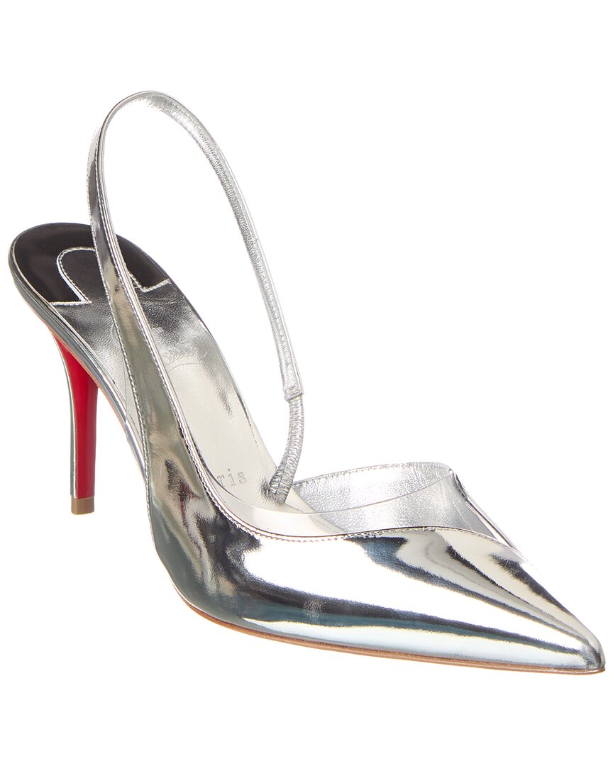 Christian Louboutin Stiletto Heel Pointed Toe Leather Pumps In Silver