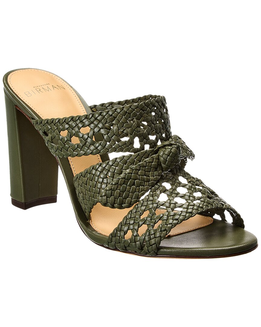 Shop Alexandre Birman Clarita 90 Leather Sandal In Green