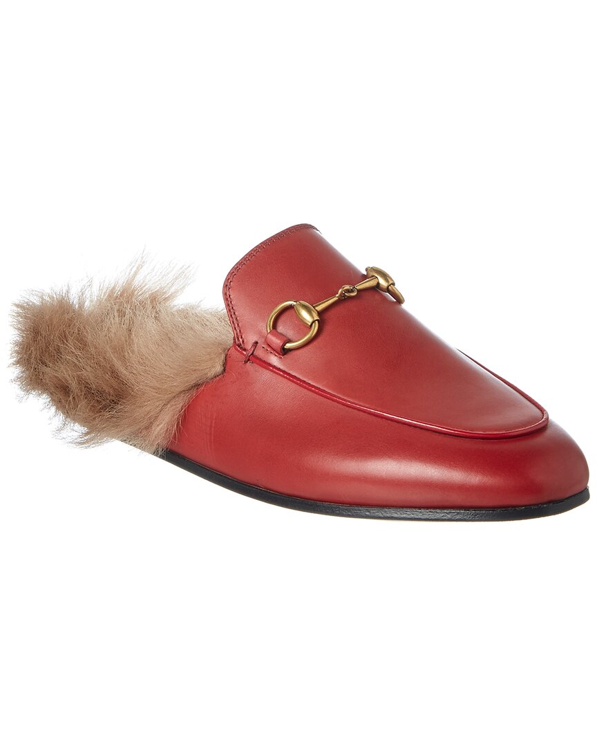 Gucci Princetown Leather Slipper In Red