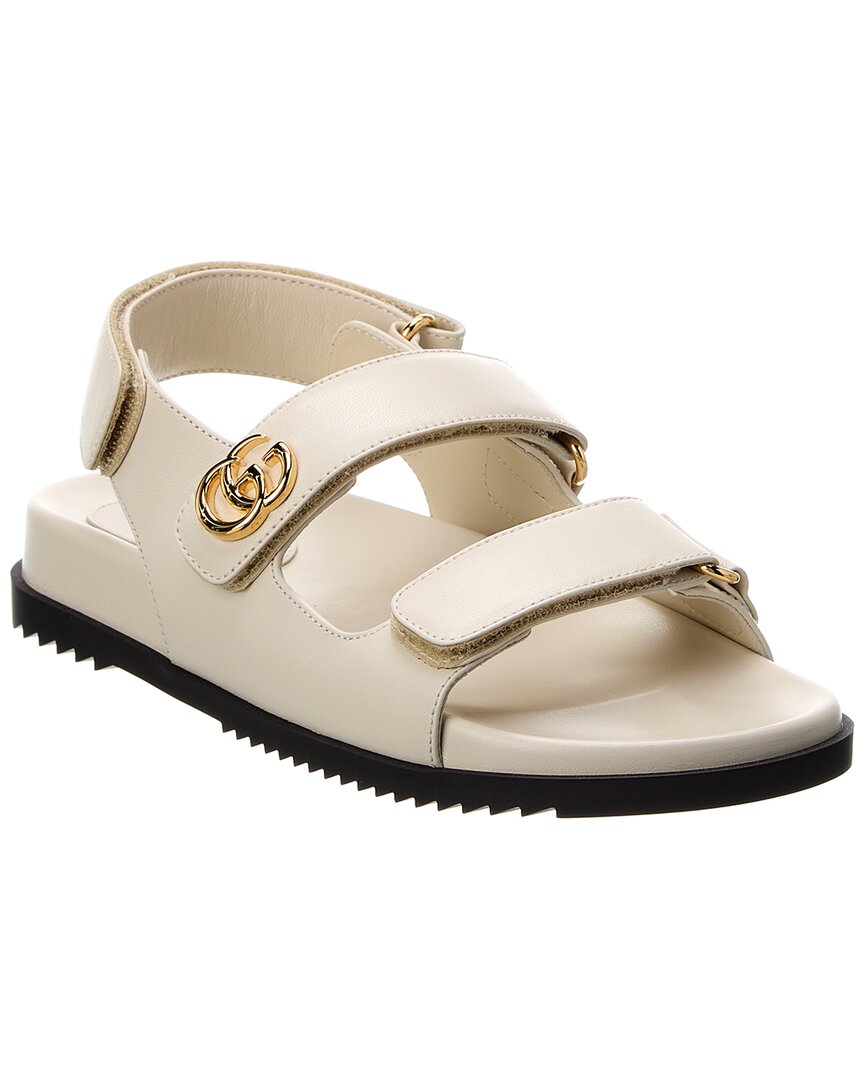 Shop Gucci Gg Leather Sandal In White