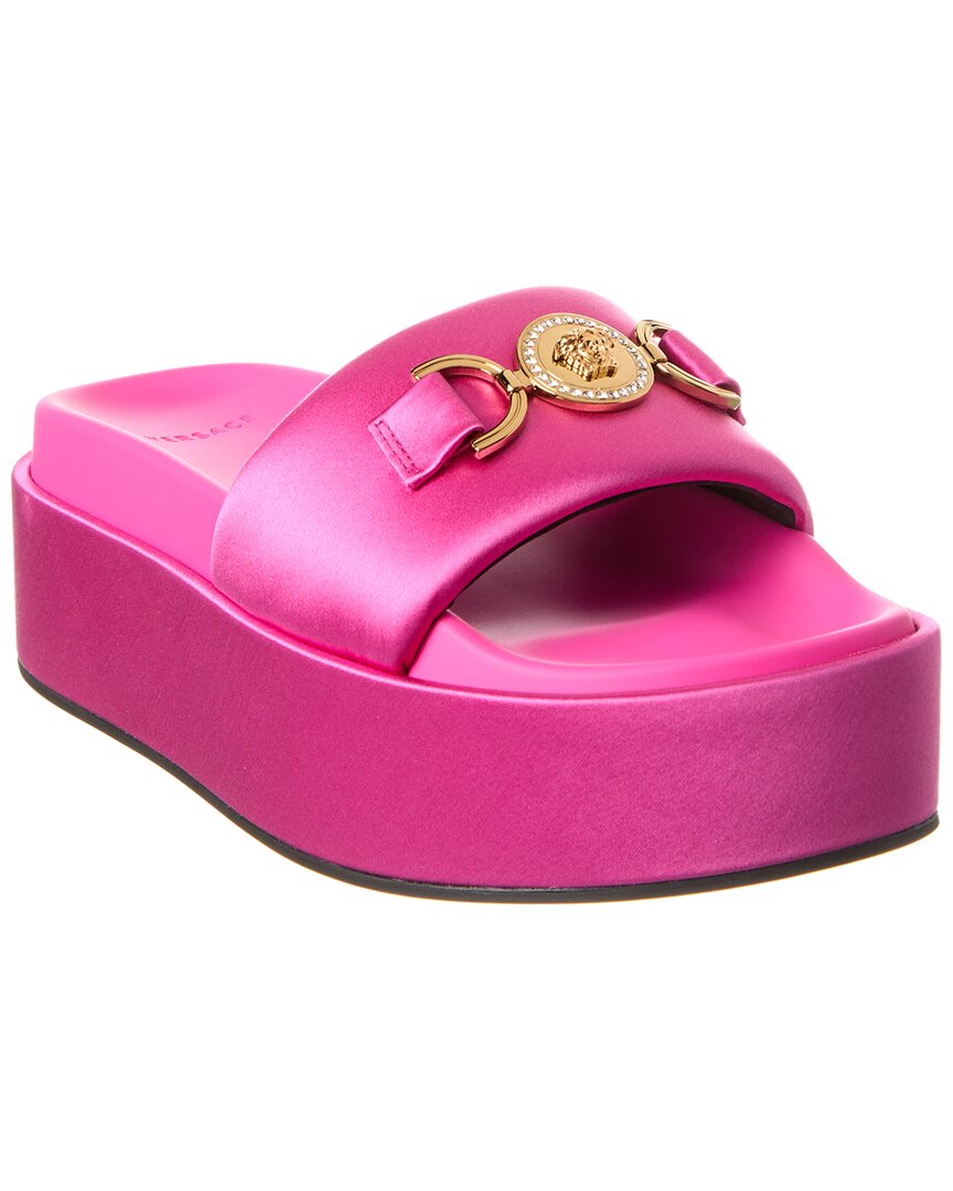 Shop Versace '95 Satin Platform Sandal In Pink