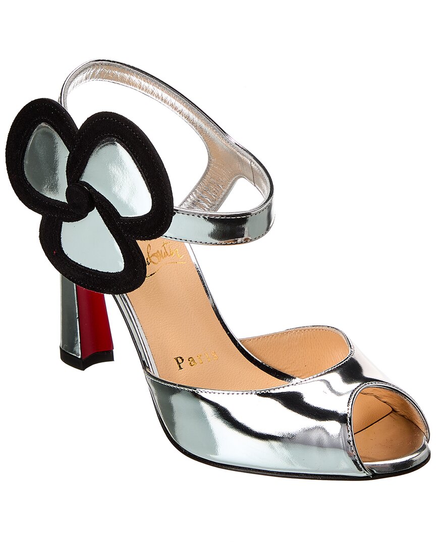 Silver Loubi Queen 120 sequinned-canvas sandals | Christian Louboutin |  MATCHES UK