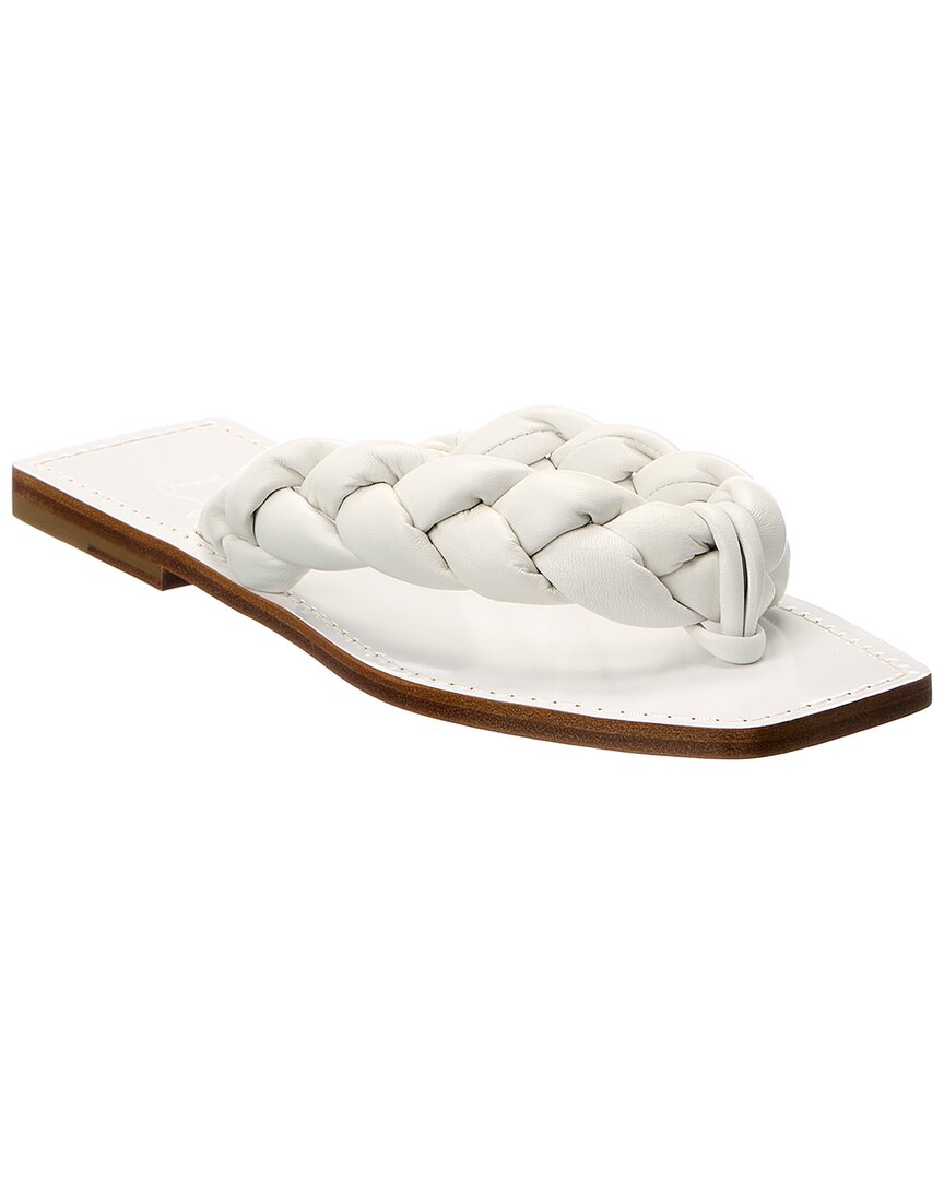 Christian Louboutin Briotonga Braided Leather Flip Flops In White