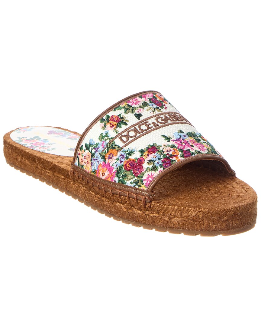 Dolce & Gabbana Dg Logo Leather Espadrille In Brown