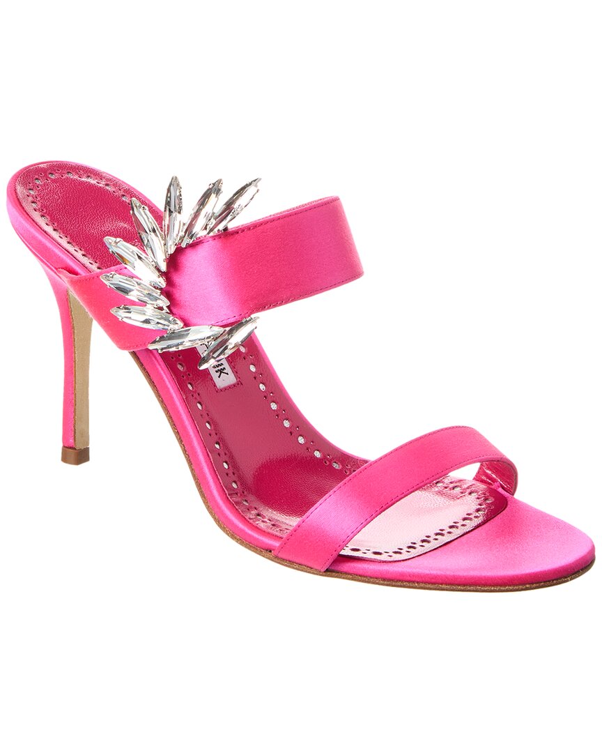 Shop Manolo Blahnik Chivela 90 Satin Sandal In Pink