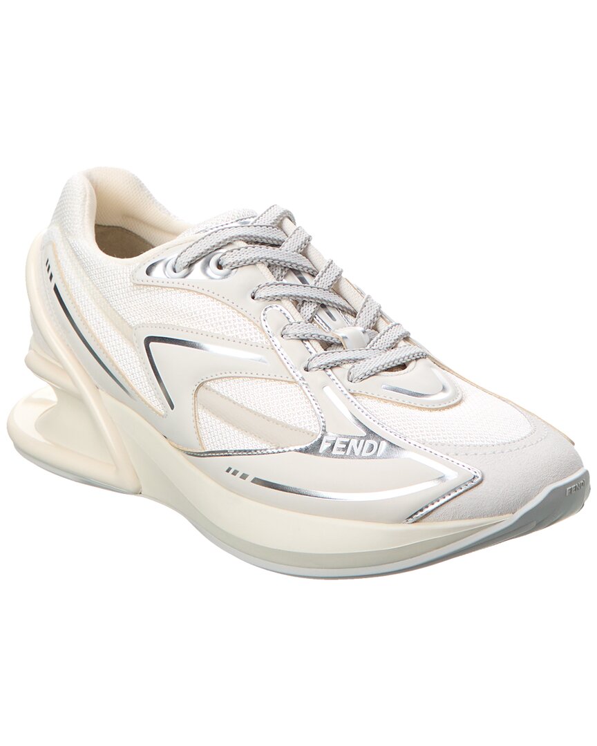 Shop Fendi First 1 Tech Fabric & Leather Sneaker In White